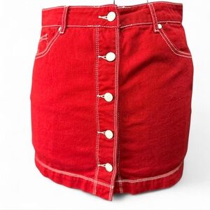 Forever 21 Red Button-Front Skirt